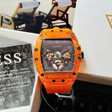 Buy Shop Guess Phoenix Multifunction Black Dial Orange Rubber Strap Watch For Men - GW0203G10 USA Online