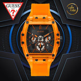 Buy Shop Guess Phoenix Multifunction Black Dial Orange Rubber Strap Watch For Men - GW0203G10 USA Online