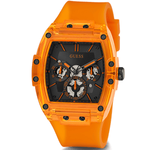 Buy Shop Guess Phoenix Multifunction Black Dial Orange Rubber Strap Watch For Men - GW0203G10 USA Online