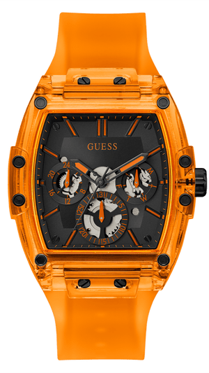 Buy Shop Guess Phoenix Multifunction Black Dial Orange Rubber Strap Watch For Men - GW0203G10 USA Online