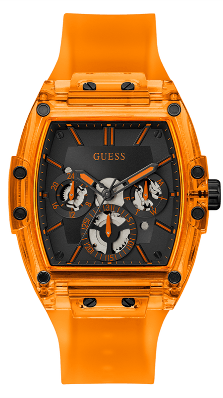 Buy Shop Guess Phoenix Multifunction Black Dial Orange Rubber Strap Watch For Men - GW0203G10 USA Online