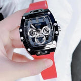 Buy Shop Guess Phoenix Multifunction Black Dial Red Rubber Strap Watch for Men - GW0203G4 USA Online