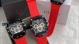 Buy Shop Guess Phoenix Multifunction Black Dial Red Rubber Strap Watch for Men - GW0203G4 USA Online