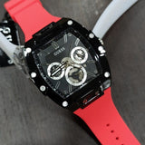 Buy Shop Guess Phoenix Multifunction Black Dial Red Rubber Strap Watch for Men - GW0203G4 USA Online
