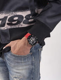 Buy Shop Guess Phoenix Multifunction Black Dial Red Rubber Strap Watch for Men - GW0203G4 USA Online