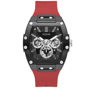 Buy Shop Guess Phoenix Multifunction Black Dial Red Rubber Strap Watch for Men - GW0203G4 USA Online