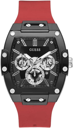 Buy Shop Guess Phoenix Multifunction Black Dial Red Rubber Strap Watch for Men - GW0203G4 USA Online