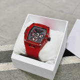 Buy Shop Guess Phoenix Multifunction Black Dial Red Rubber Strap Watch for Men - GW0203G5 USA Online