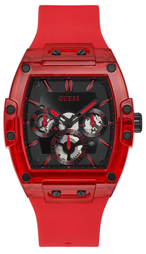 Buy Shop Guess Phoenix Multifunction Black Dial Red Rubber Strap Watch for Men - GW0203G5 USA Online