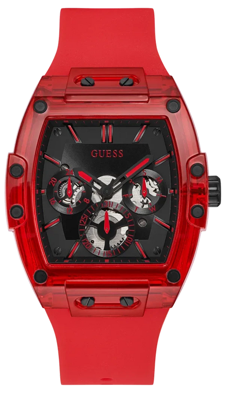 Buy Shop Guess Phoenix Multifunction Black Dial Red Rubber Strap Watch for Men - GW0203G5 USA Online