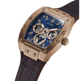 Buy Shop Guess Phoenix Multifunction Blue Dial Brown Leather Strap Watch for Men - GW0202G2 USA Online