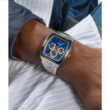 Buy Shop Guess Phoenix Multifunction Blue Dial Silver Steel Strap Watch For Men - GW0456G5 USA Online