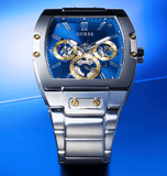 Buy Shop Guess Phoenix Multifunction Blue Dial Silver Steel Strap Watch For Men - GW0456G5 USA Online