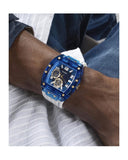 Buy Shop Guess Phoenix Multifunction Blue Dial White Rubber Strap Watch for Men - GW0499G6 USA Online