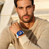 Buy Shop Guess Phoenix Multifunction Blue Dial White Rubber Strap Watch for Men - GW0499G6 USA Online