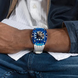 Buy Shop Guess Phoenix Multifunction Blue Dial White Rubber Strap Watch for Men - GW0499G6 USA Online