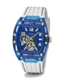 Buy Shop Guess Phoenix Multifunction Blue Dial White Rubber Strap Watch for Men - GW0499G6 USA Online