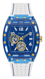 Buy Shop Guess Phoenix Multifunction Blue Dial White Rubber Strap Watch for Men - GW0499G6 USA Online