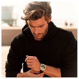 Buy Shop Guess Phoenix Multifunction Crystals Gold Dial Black Silicone Strap Watch For Men - GW0048G2 USA Online