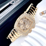 Buy Shop Guess Phoenix Multifunction Crystals Gold Dial Gold Steel Strap Watch For Men - GW0094G2 USA Online