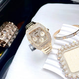 Buy Shop Guess Phoenix Multifunction Crystals Gold Dial Gold Steel Strap Watch For Men - GW0094G2 USA Online
