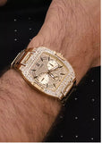 Buy Shop Guess Phoenix Multifunction Crystals Gold Dial Gold Steel Strap Watch For Men - GW0094G2 USA Online