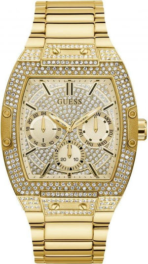 Buy Shop Guess Phoenix Multifunction Crystals Gold Dial Gold Steel Strap Watch For Men - GW0094G2 USA Online