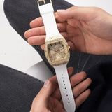 Buy Shop Guess Phoenix Multifunction Quartz Gold Dial White Silicon Strap Watch For Men - GW0048G3 USA Online