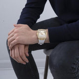 Buy Shop Guess Phoenix Multifunction Quartz Gold Dial White Silicon Strap Watch For Men - GW0048G3 USA Online