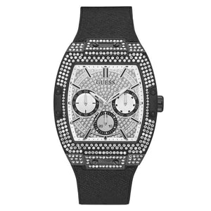 Buy Shop Guess Phoenix Multifunction Silver Dial Black Silicone Strap Watch For Men - GW0048G1 USA Online
