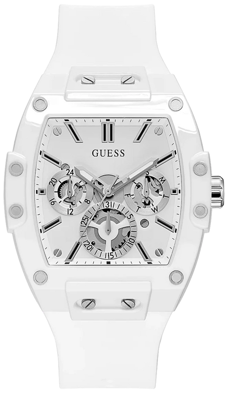Buy Shop Guess Phoenix Multifunction White Dial White Rubber Strap Watch for Men - GW0203G2 USA Online