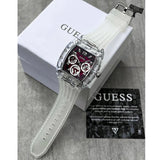 Buy Shop Guess Phoenix Quartz Burgundy Dial Transparent Silicone Strap Watch For Men - GW0499G9 USA Online