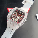 Buy Shop Guess Phoenix Quartz Burgundy Dial Transparent Silicone Strap Watch For Men - GW0499G9 USA Online