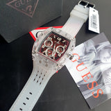 Buy Shop Guess Phoenix Quartz Burgundy Dial Transparent Silicone Strap Watch For Men - GW0499G9 USA Online