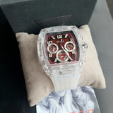 Buy Shop Guess Phoenix Quartz Burgundy Dial Transparent Silicone Strap Watch For Men - GW0499G9 USA Online