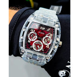 Buy Shop Guess Phoenix Quartz Burgundy Dial Transparent Silicone Strap Watch For Men - GW0499G9 USA Online