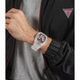 Buy Shop Guess Phoenix Quartz Burgundy Dial Transparent Silicone Strap Watch For Men - GW0499G9 USA Online