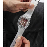 Buy Shop Guess Phoenix Quartz Burgundy Dial Transparent Silicone Strap Watch For Men - GW0499G9 USA Online