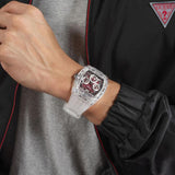 Buy Shop Guess Phoenix Quartz Burgundy Dial Transparent Silicone Strap Watch For Men - GW0499G9 USA Online
