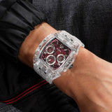 Buy Shop Guess Phoenix Quartz Burgundy Dial Transparent Silicone Strap Watch For Men - GW0499G9 USA Online