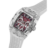 Buy Shop Guess Phoenix Quartz Burgundy Dial Transparent Silicone Strap Watch For Men - GW0499G9 USA Online