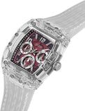 Buy Shop Guess Phoenix Quartz Burgundy Dial Transparent Silicone Strap Watch For Men - GW0499G9 USA Online