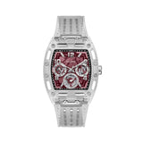 Buy Shop Guess Phoenix Quartz Burgundy Dial Transparent Silicone Strap Watch For Men - GW0499G9 USA Online