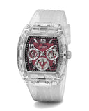 Buy Shop Guess Phoenix Quartz Burgundy Dial Transparent Silicone Strap Watch For Men - GW0499G9 USA Online