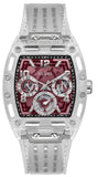 Buy Shop Guess Phoenix Quartz Burgundy Dial Transparent Silicone Strap Watch For Men - GW0499G9 USA Online