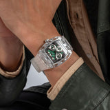 Buy Shop Guess Phoenix Quartz Green Dial Transparent Silicone Strap Watch For Men - GW0499G8 USA Online