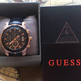 Buy Shop Guess Pinnacle Chronograph Quartz Black Dial Black Leather Strap Watch For Men - W0673G5 USA Online