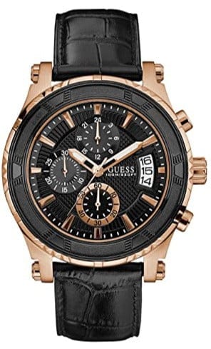 Buy Shop Guess Pinnacle Chronograph Quartz Black Dial Black Leather Strap Watch For Men - W0673G5 USA Online