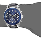Buy Shop Guess Pinnacle Chronograph Quartz Blue Dial Black Leather Strap Watch For Men - W0673G4 USA Online