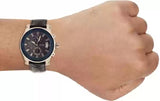 Buy Shop Guess Pinnacle Chronograph Quartz Blue Dial Black Leather Strap Watch For Men - W0673G4 USA Online